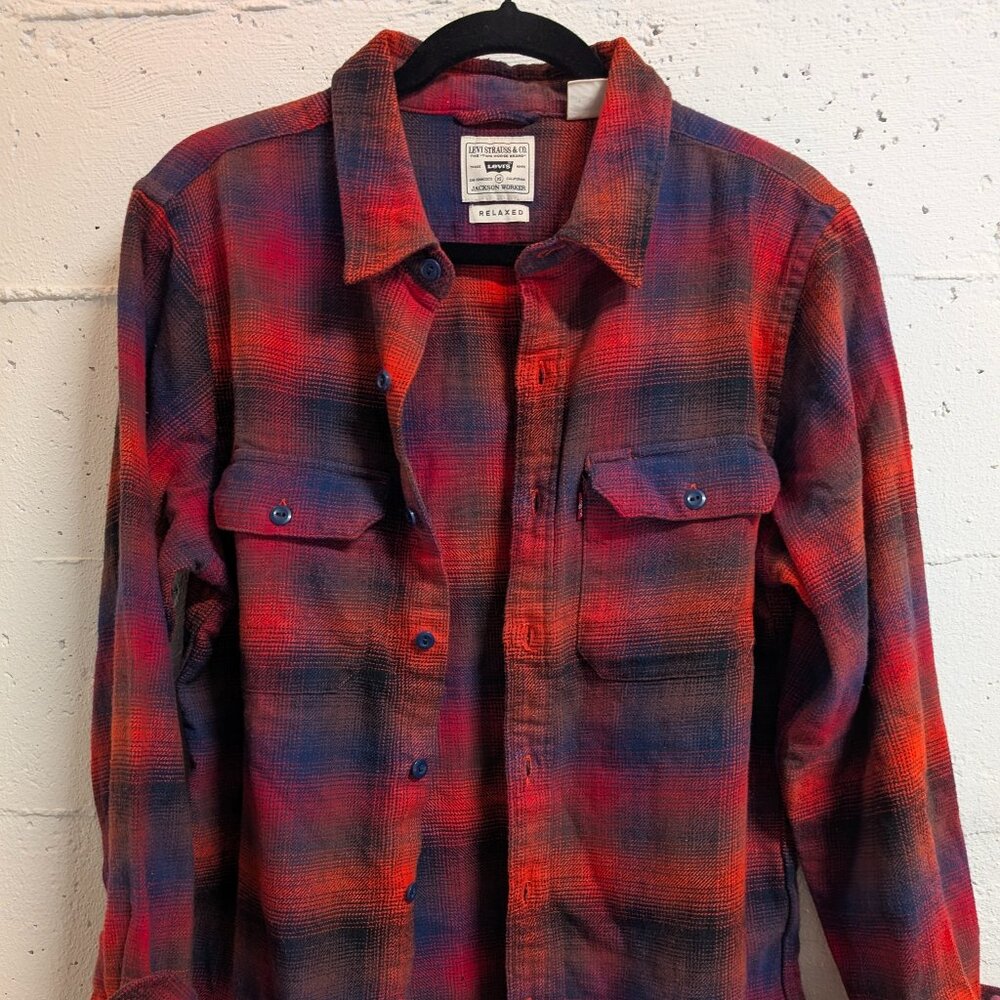 Levi's Jackson Worker Flannel Red/Black Plaid Shirt Overshirt - Size XS